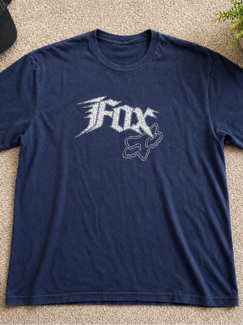 Fox Racing Graphic Tee XL Navy Blue Faded Y2K Moto Streetwear